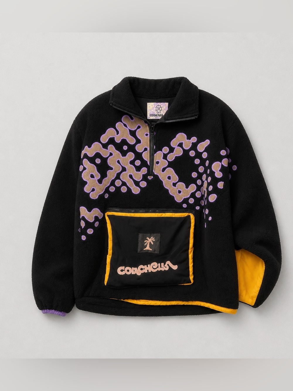 Coachella Tony Delfino Fleece Pullover Jacket Featuring A Front Pocket Pouch M